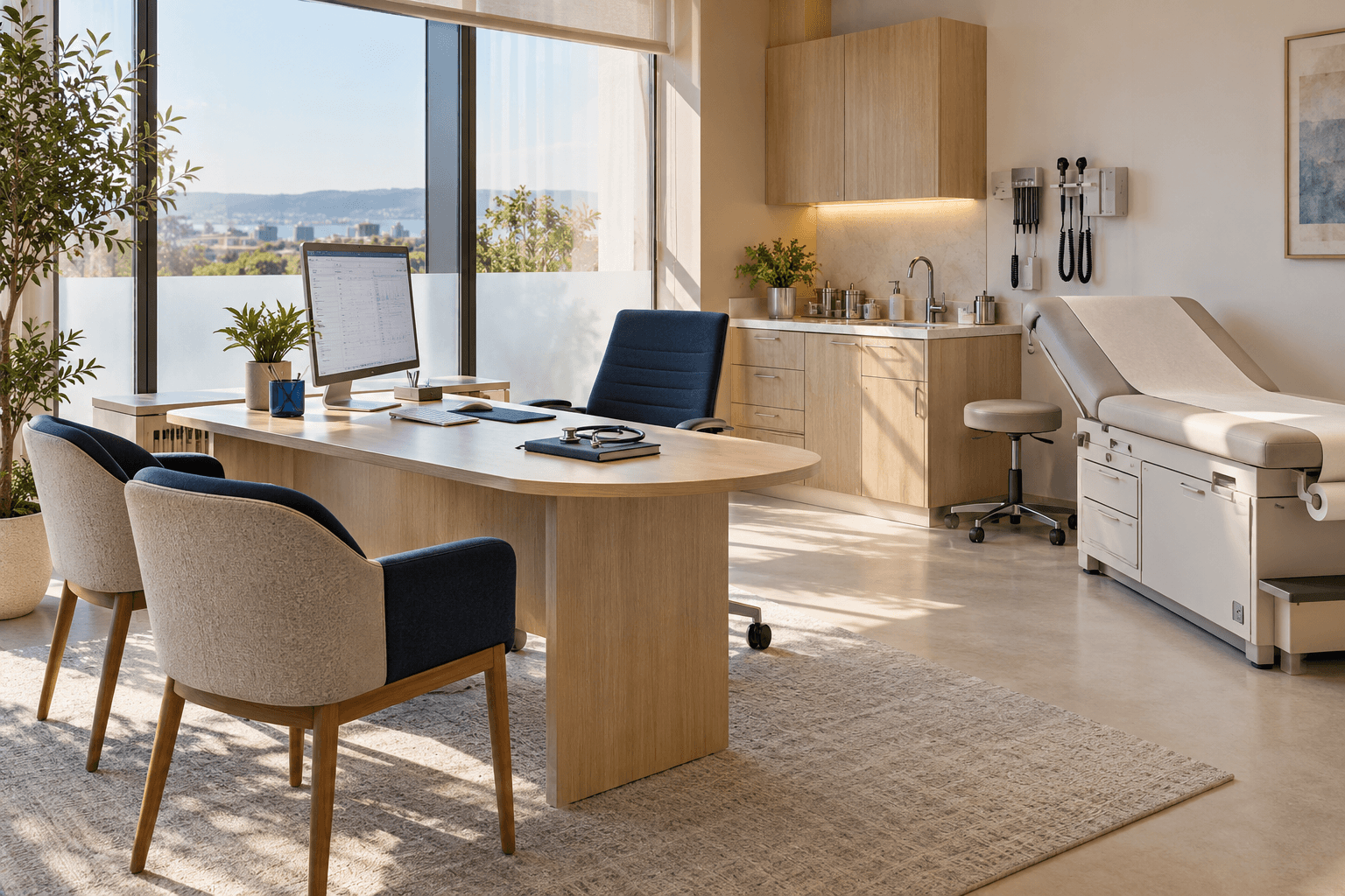 Conceptual consultation environment illustrating GlucoCare's coordinated metabolic care philosophy.